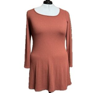 Old Navy Rib-Knit Fit & Flare Long-Sleeve Dress | Copper Moon | XL